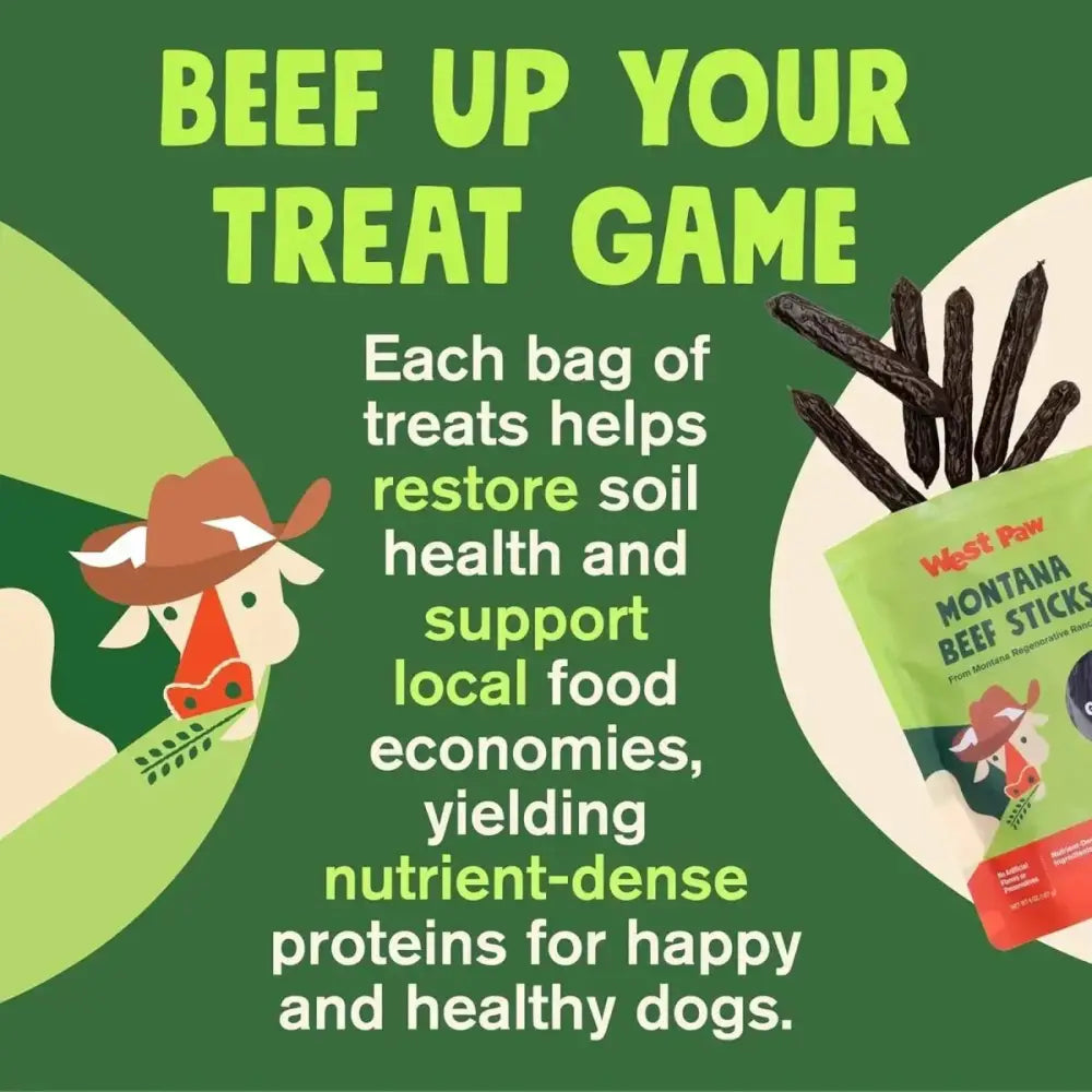 West Paw Montana Beef Sticks High - Protein Air - Dried Dog Treats - Talis Us