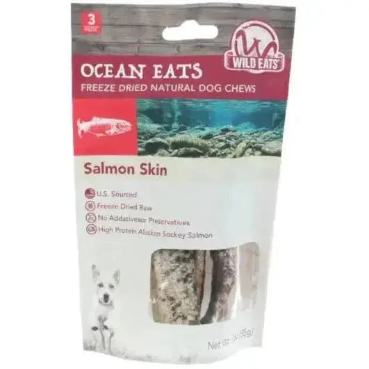 Wild Eats Alaskan Salmon Cigar Skin Half Dog Treat 6 in, 3 ct - Talis Us