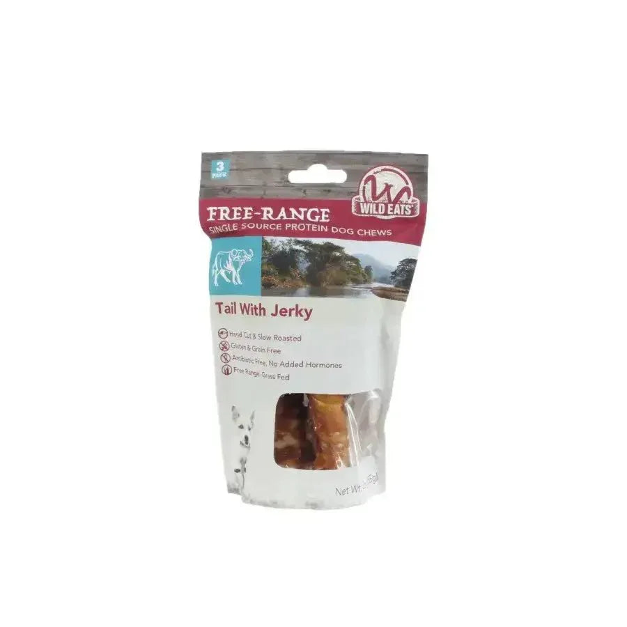 Wild Eats Water Buffalo Tail w/Jerky Dog Treat 6 in, 3 ct - Talis Us