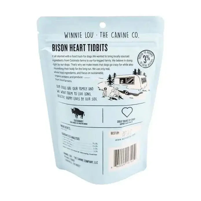 Winnie Lou Bison Heart Tidbits Dog Treats 2 oz - Talis Us