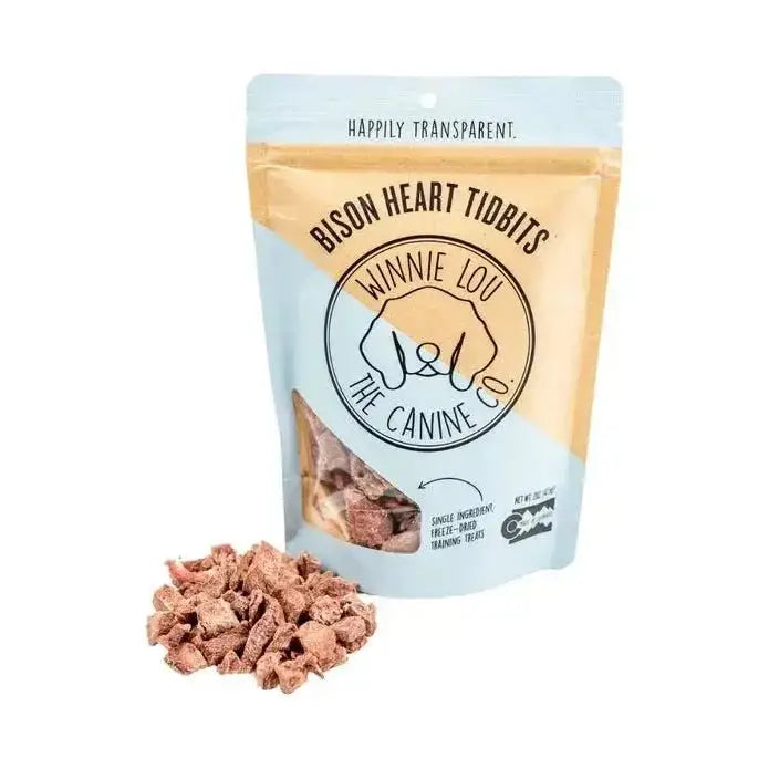 Winnie Lou Bison Heart Tidbits Dog Treats 2 oz - Talis Us