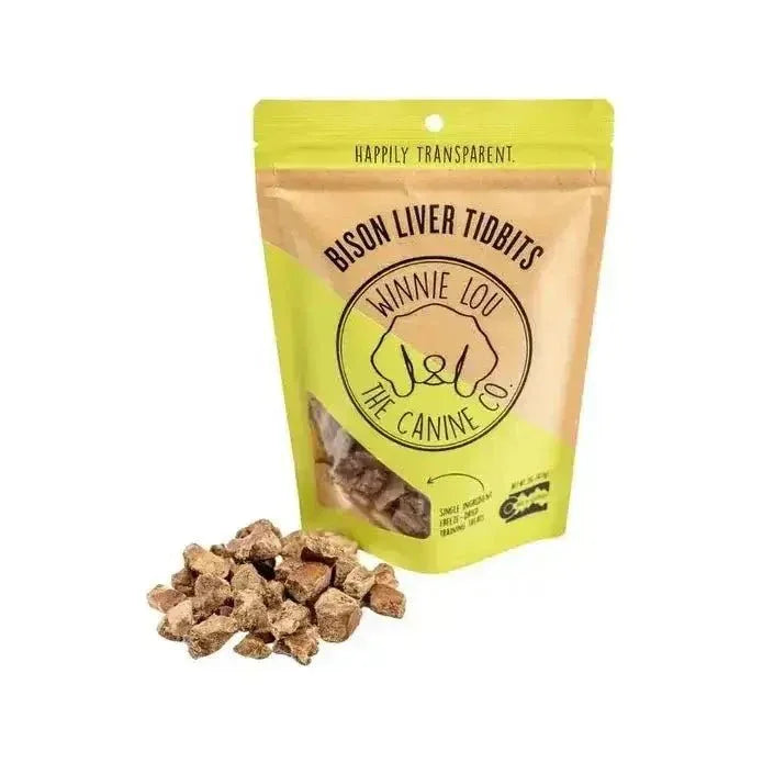 Winnie Lou Bison Liver Tidbits Dog Treats 2 oz - Talis Us
