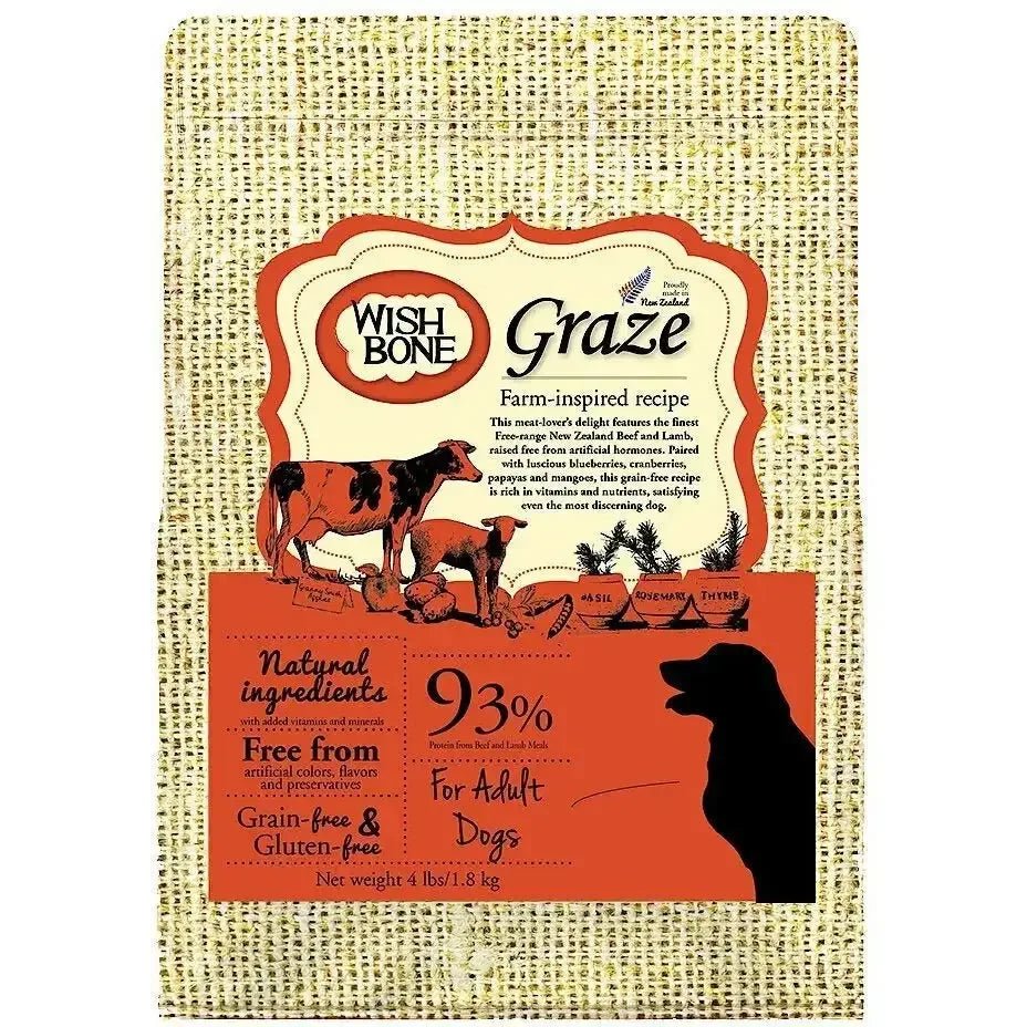Wishbone Grain Free Graze – Free - range Grass - fed New Zealand Beef Dry Dog Food - Talis Us