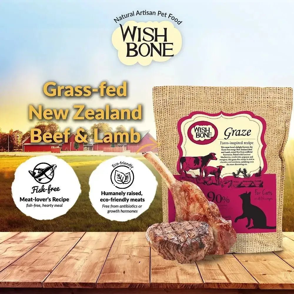 Wishbone Grain Free Graze Grass fed New Zealand Beef Dry Cat Food - Talis Us