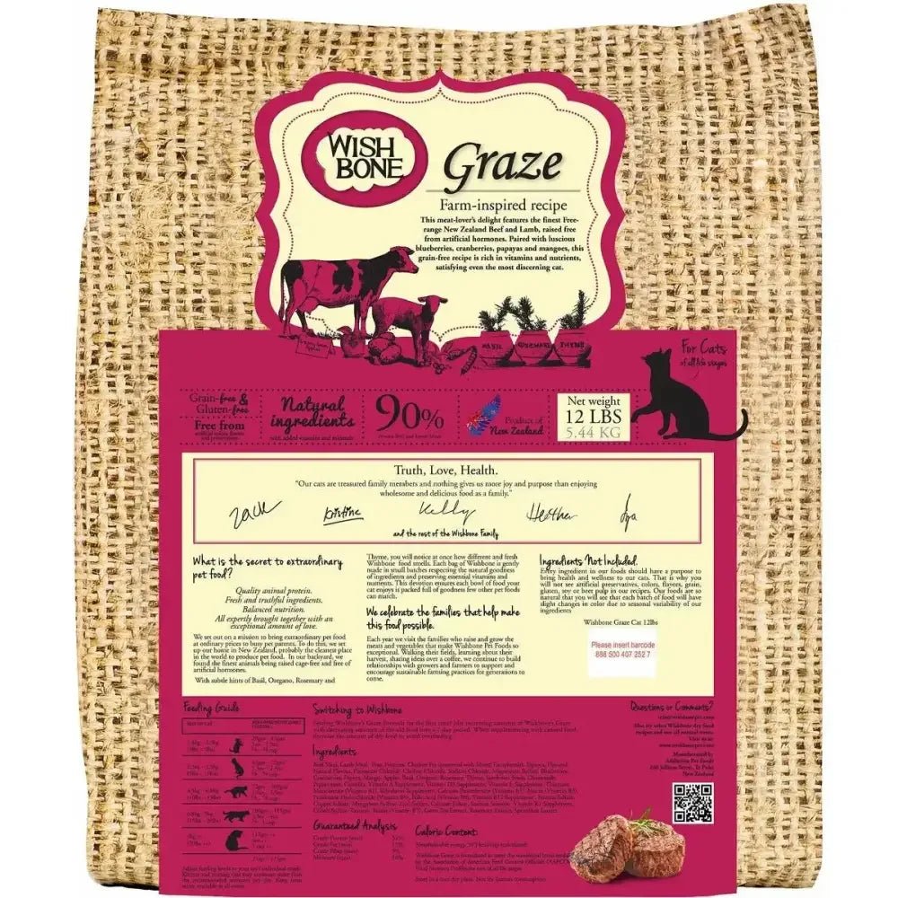 Wishbone Grain Free Graze Grass fed New Zealand Beef Dry Cat Food - Talis Us