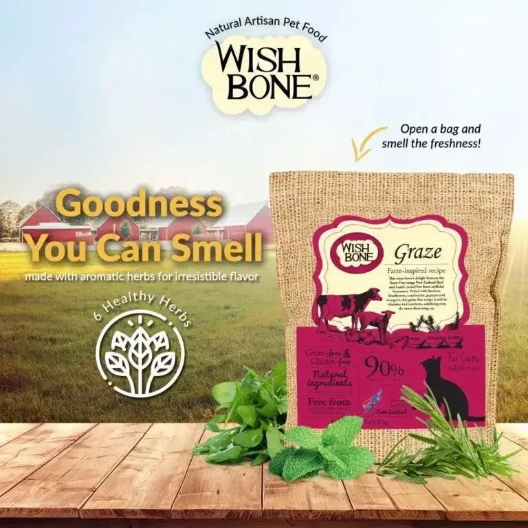 Wishbone Grain Free Graze Grass fed New Zealand Beef Dry Cat Food - Talis Us