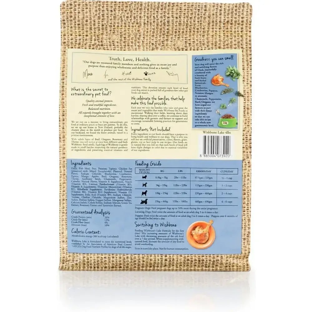Wishbone Grain Free Lake – Cage - free New Zealand Duck Dry Dog Food - Talis Us