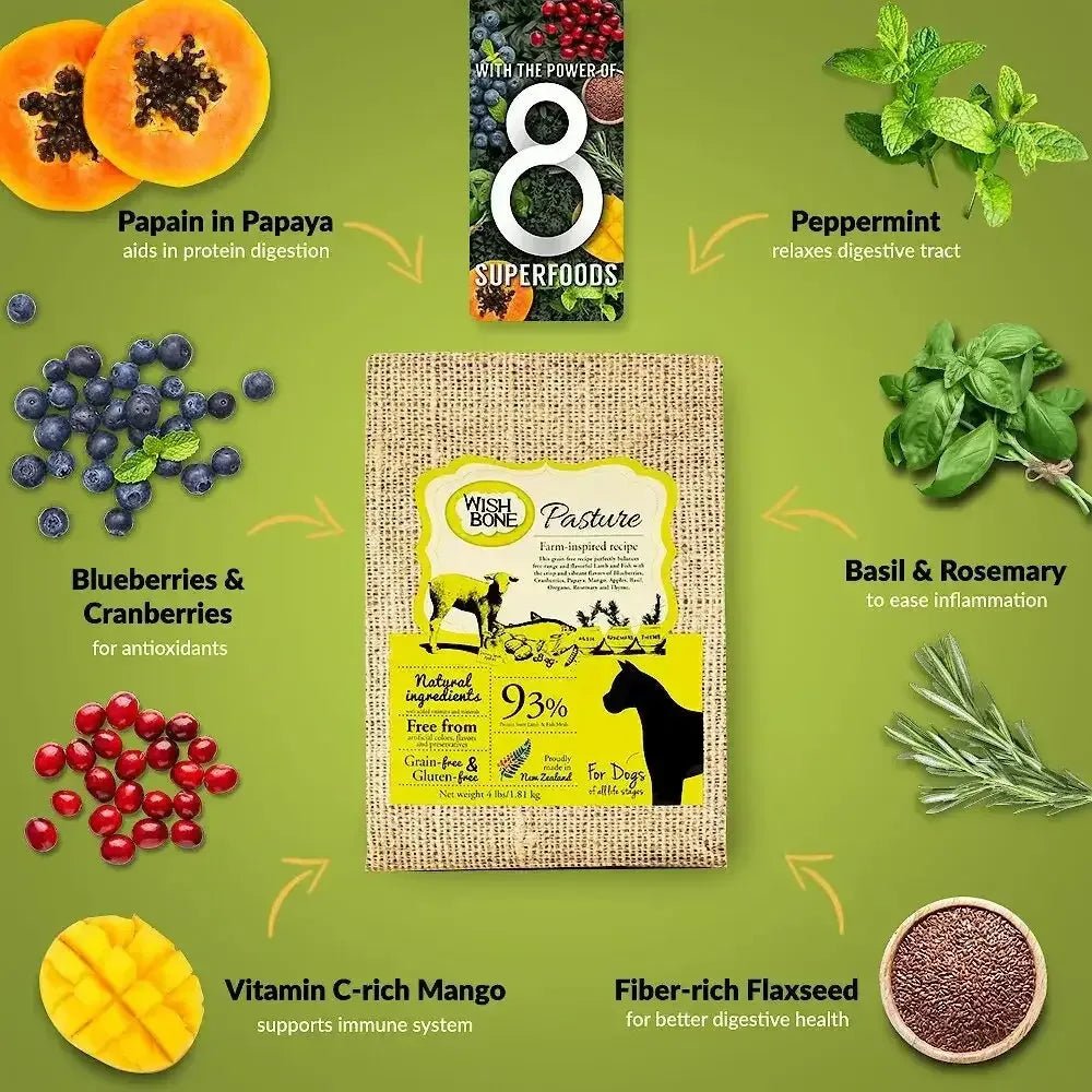 Wishbone Grain Free Pasture – Free - range Grass - fed New Zealand Lamb Dry Dog Food - Talis Us