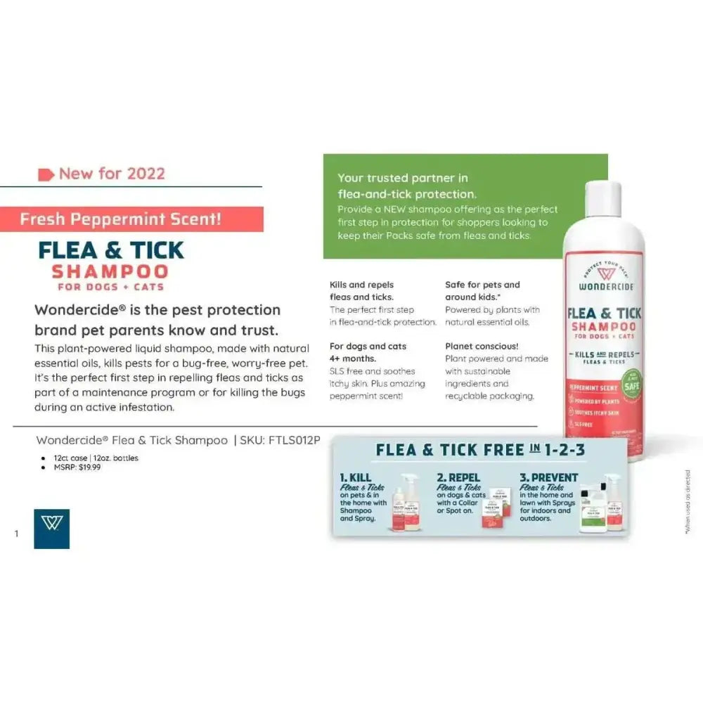 Wondercide Natural Flea & Tick with Essential Oils Dog & Cat Shampoo, Peppermint,12oz. - Talis Us