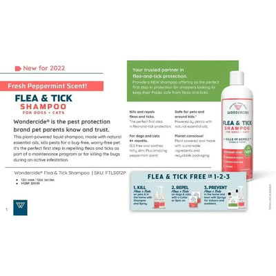 Wondercide Natural Flea & Tick with Essential Oils Dog & Cat Shampoo, Peppermint,12oz. - Talis Us