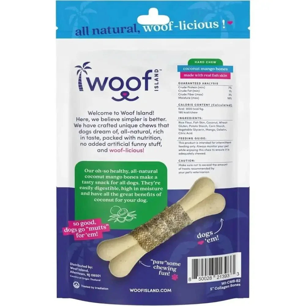 Woof Island Coconut and Mango Bones with Fish Skin All Natural - Talis Us