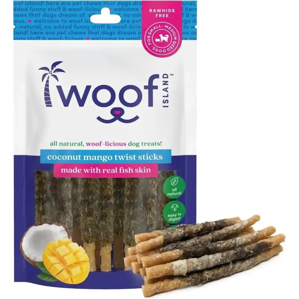 Woof Island Coconut and Mango Sticks Dog Treats with Fish Skin - Talis Us