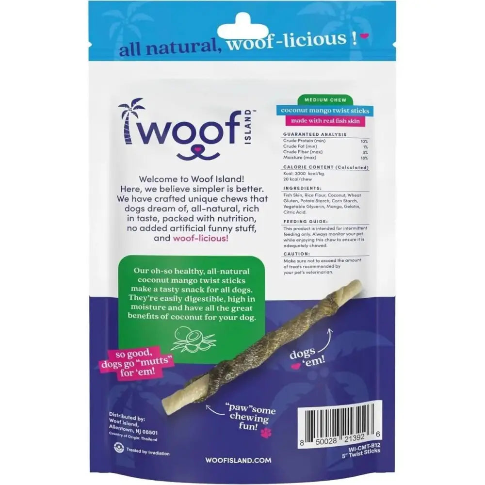 Woof Island Coconut and Mango Sticks Dog Treats with Fish Skin - Talis Us