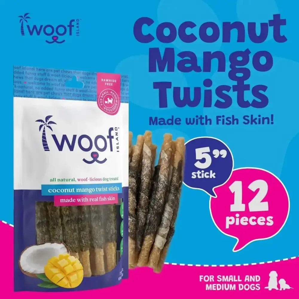 Woof Island Coconut and Mango Sticks Dog Treats with Fish Skin - Talis Us