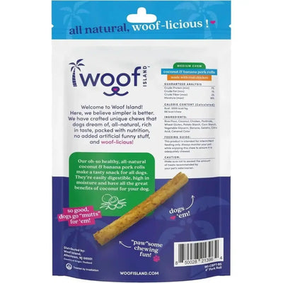 Woof Island Long Lasting Natural Pork Rolls with Banana and Chicken for Dogs of All Sizes - Talis Us