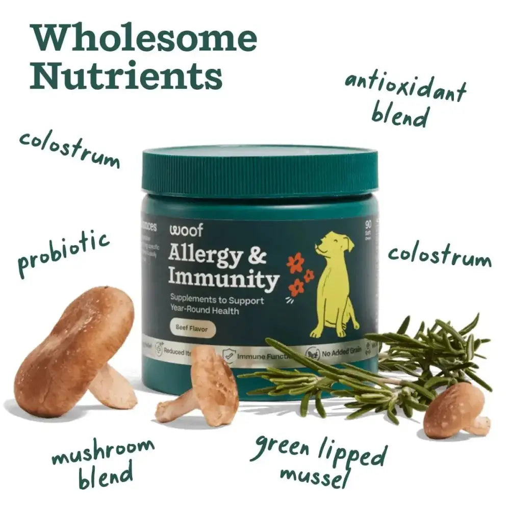 Woof Pet Allergy & Immunity Beef Flavored Chew Supplement for Dogs - Talis Us