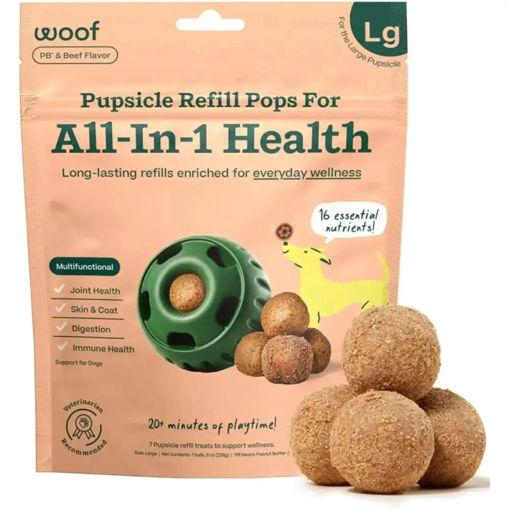Woof Pet Pupsicle Pops Refills All - in - 1 Health Beef Grain - Free Lickable Dog Treats - Talis Us