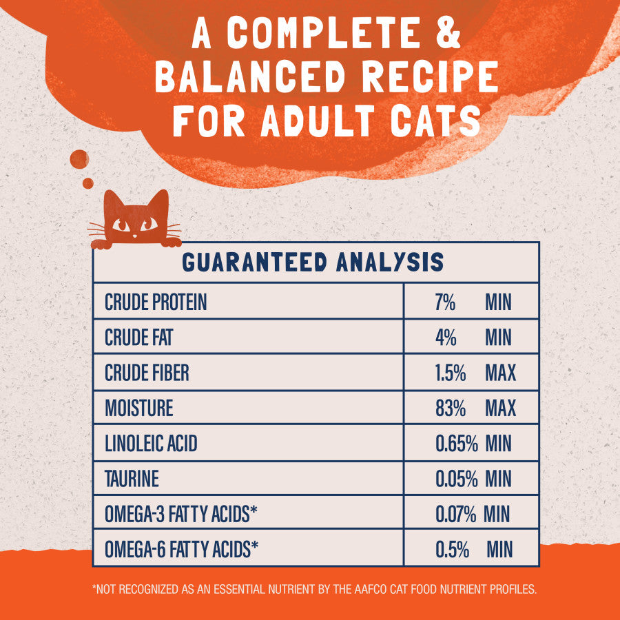 Talis Us Natural Balance Turkey Duck Cat Food - Platefulls Indoor Gravy Wet Food for Cats with guaranteed analysis chart.