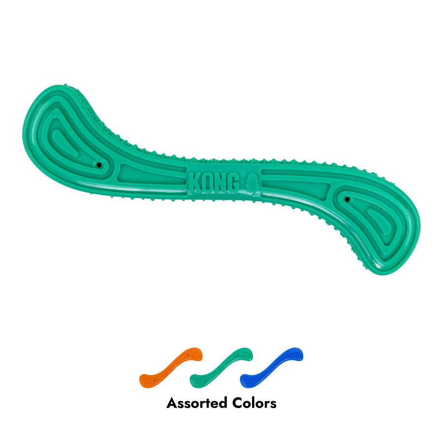 KONG Corestrength Stick Toy for Dogs in teal, featuring a durable, flexible design with ridges for added grip. Assorted color