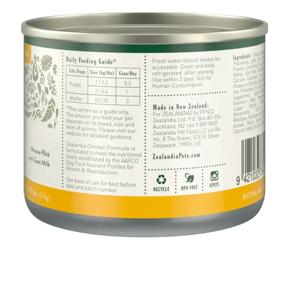 Zealandia Chicken Formula Wet Puppy Food 24 x 6oz cans - Talis Us
