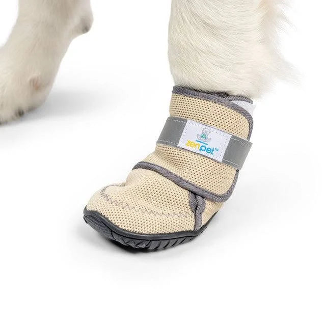 ZenPet protective dog boots in tan color, designed for dog paw protection and comfort