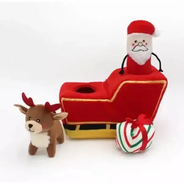 Zippy Paws Holiday Burrow Santa's Sleigh Dog Toys - Talis Us
