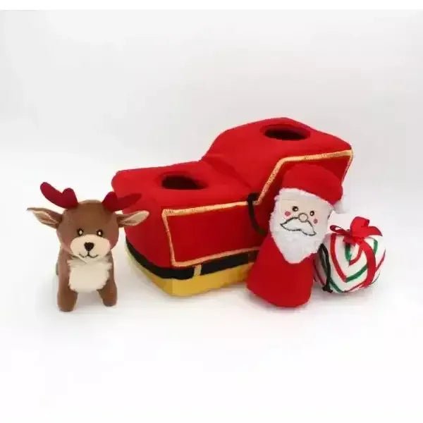 Zippy Paws Holiday Burrow Santa's Sleigh Dog Toys - Talis Us