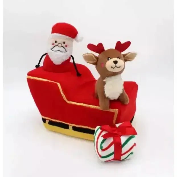 Zippy Paws Holiday Burrow Santa's Sleigh Dog Toys - Talis Us