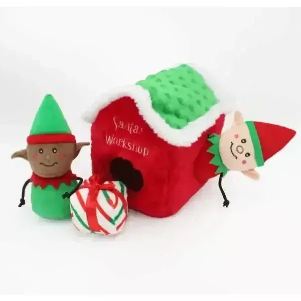 Zippy Paws Holiday Burrow Santa's Workshop Dog Toys - Talis Us