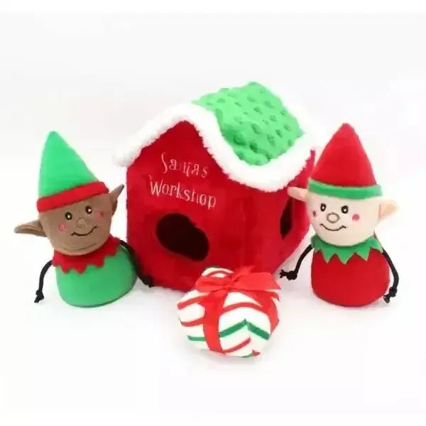 Zippy Paws Holiday Burrow Santa's Workshop Dog Toys - Talis Us