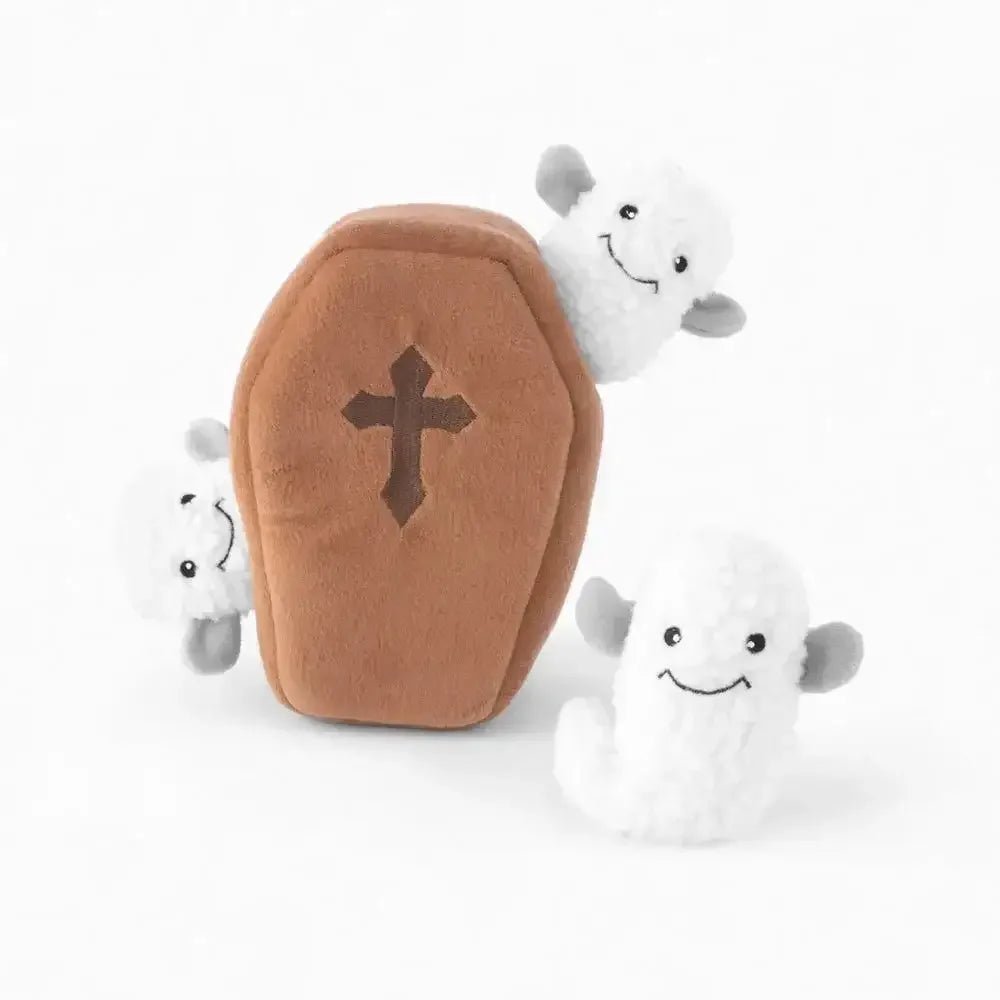 ZippyPaws Halloween Burrow Coffin with Ghosts Dog Toys - Talis Us