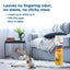 A can of Zodiac® CPD Carpet and Upholstery Aerosol Spray 16 oz sits on a cozy living room floor near a cat, featuring no odor, no stains, kills flea eggs, treats up to 2,000 sq ft, and is easy to apply.