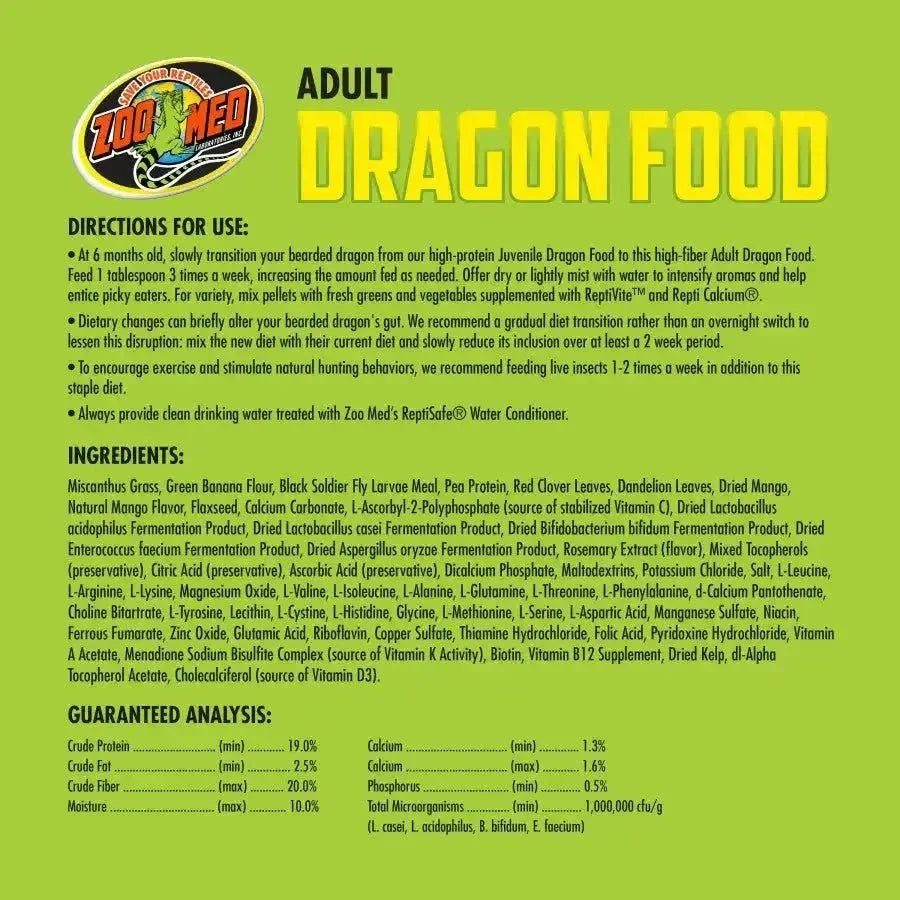 Zoo Med Adult High Fiber Bearded Dragon Food - Talis Us