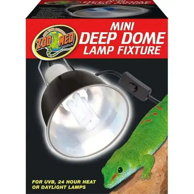 Zoo Med Mini Deep Dome Lamp Fixture for UVB, heat, and daylight lamps with a sleek design
