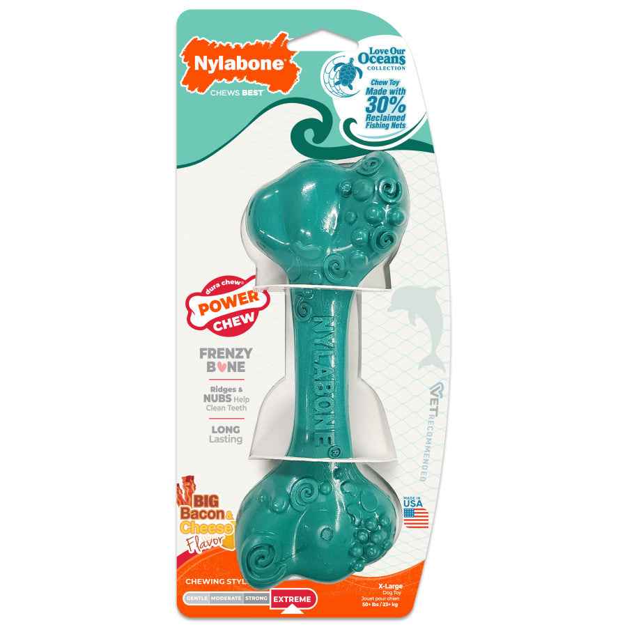 Nylabone Power Chew Love Our Oceans Frenzy Bone Dog Chew Toy