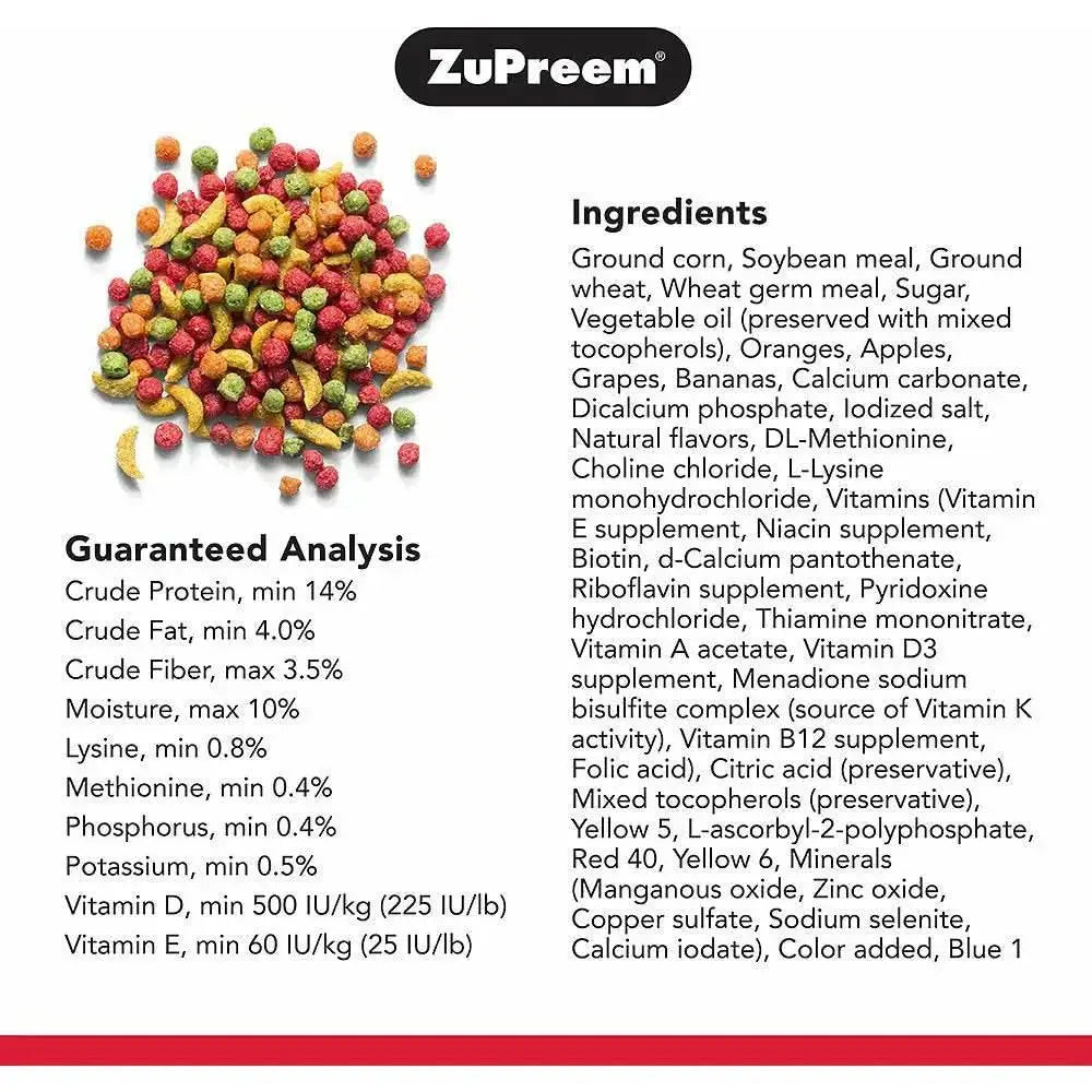 ZuPreem FruitBlend with Natural Flavor Pelleted Bird Food for Medium Birds ZuPreem