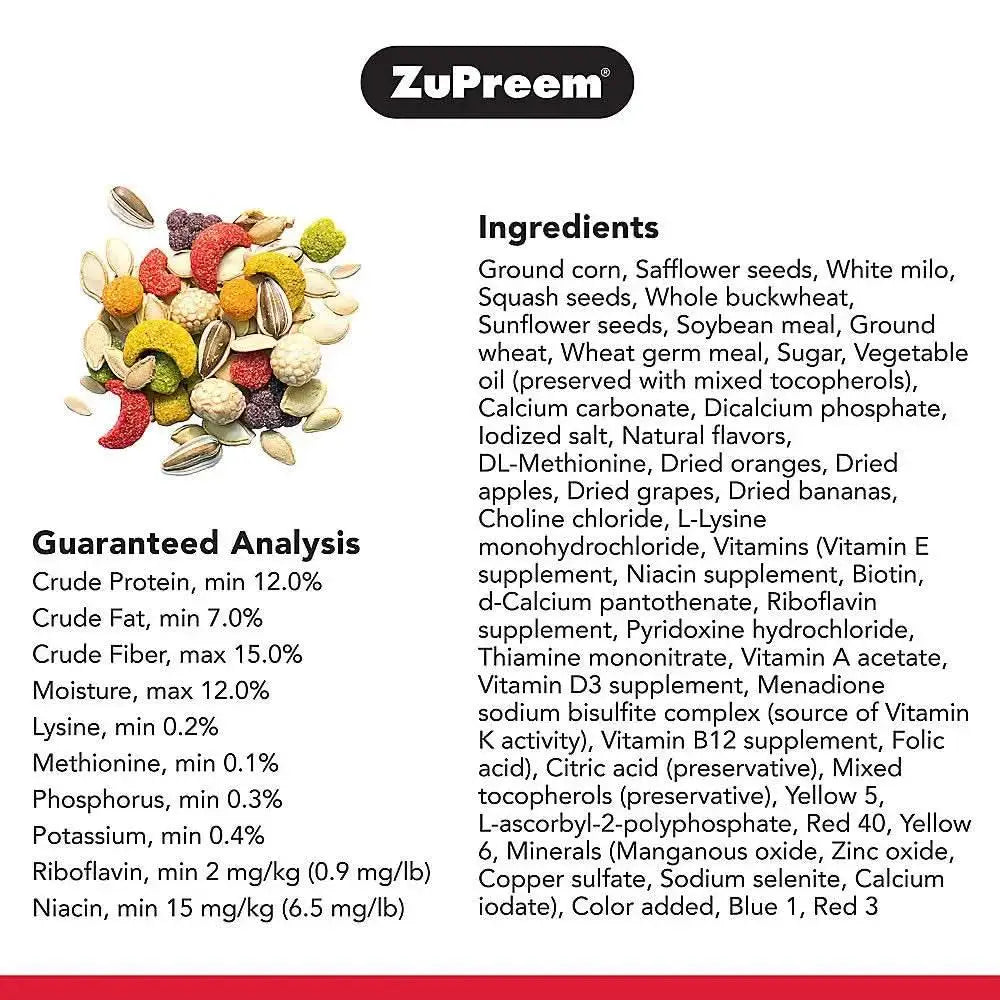 ZuPreem Sensible Seed Bird Food for Parrots & Conures 2 lb ZuPreem